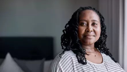 Black woman closeup looking at camera