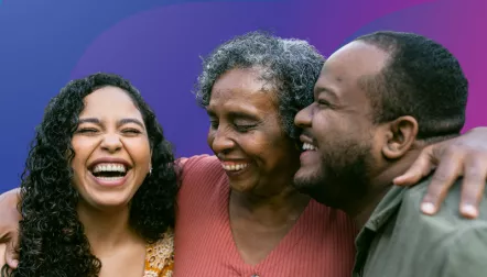 Friends hugging and smiling