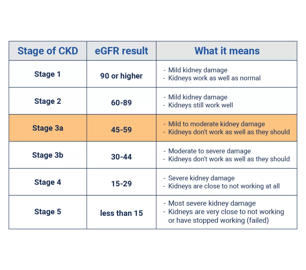 Chart of stage 3 kidney disease