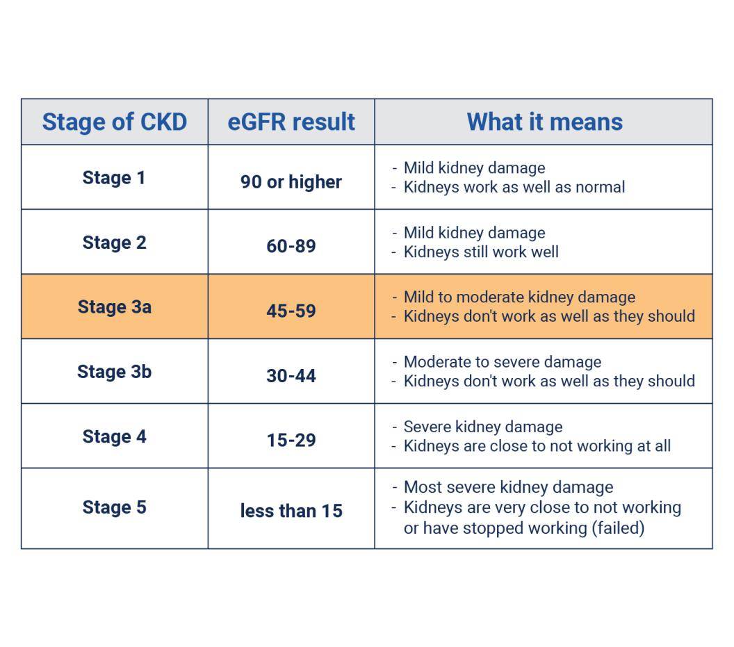 Chart of stage 3 kidney disease