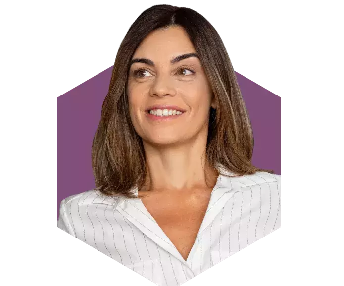 A Caucasian woman smiling