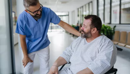 kidney patient and nurse post transplant surgery