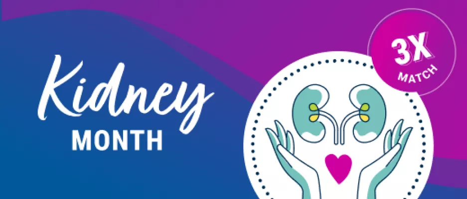Kidney Month 3x match graphic