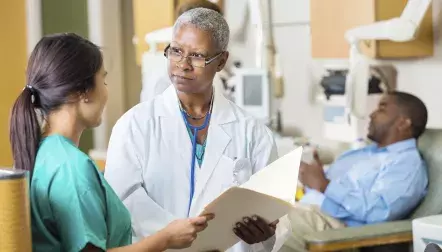 doctor at dialysis clinic