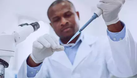 A lab technician conducting medical research