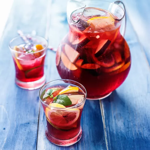 Sangria drinks in a pitcher