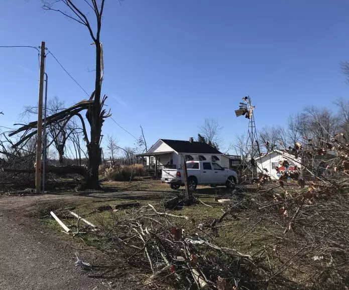 Disaster area being cleaned up
