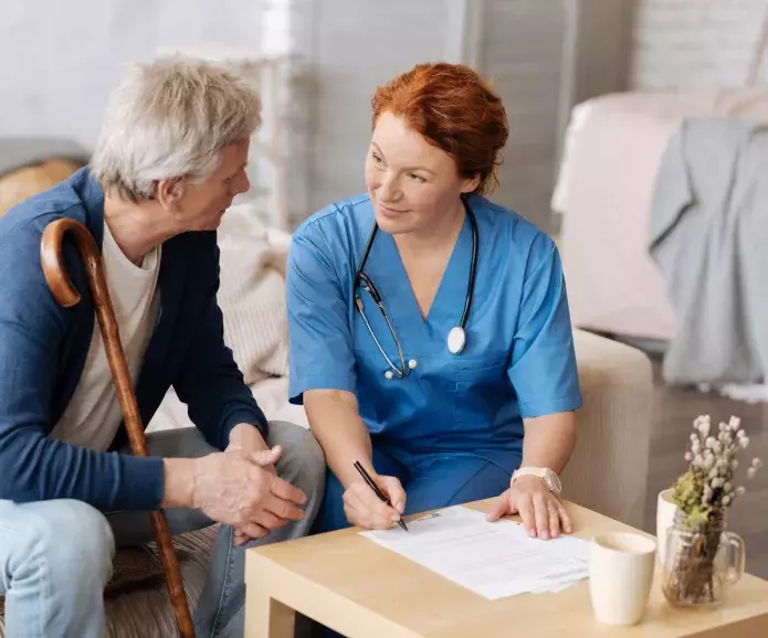 home nurse with white patient