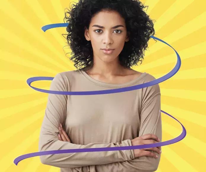 Lady with a ribbon swirling around her