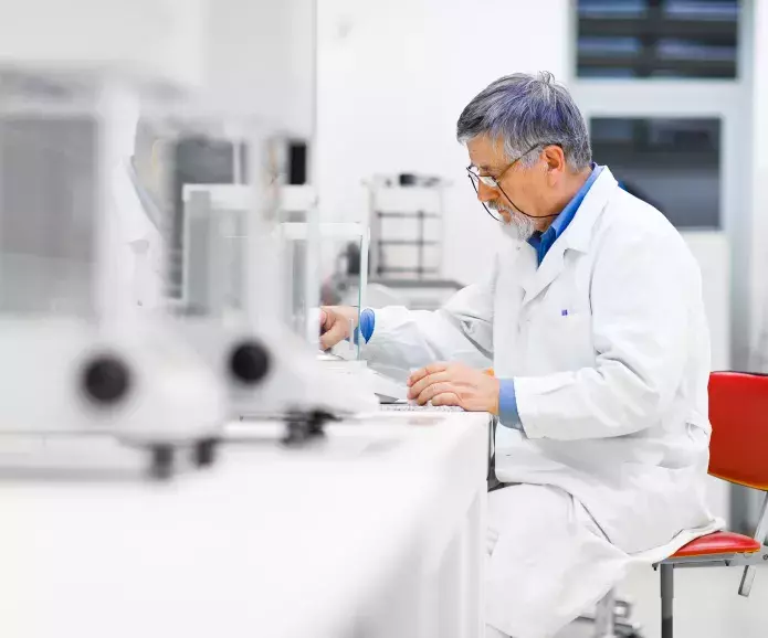 Researcher working alone in lab