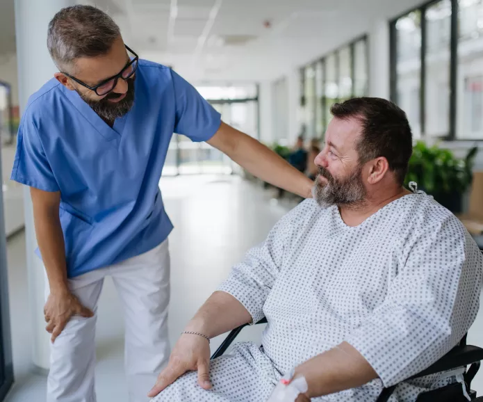 kidney patient and nurse post transplant surgery