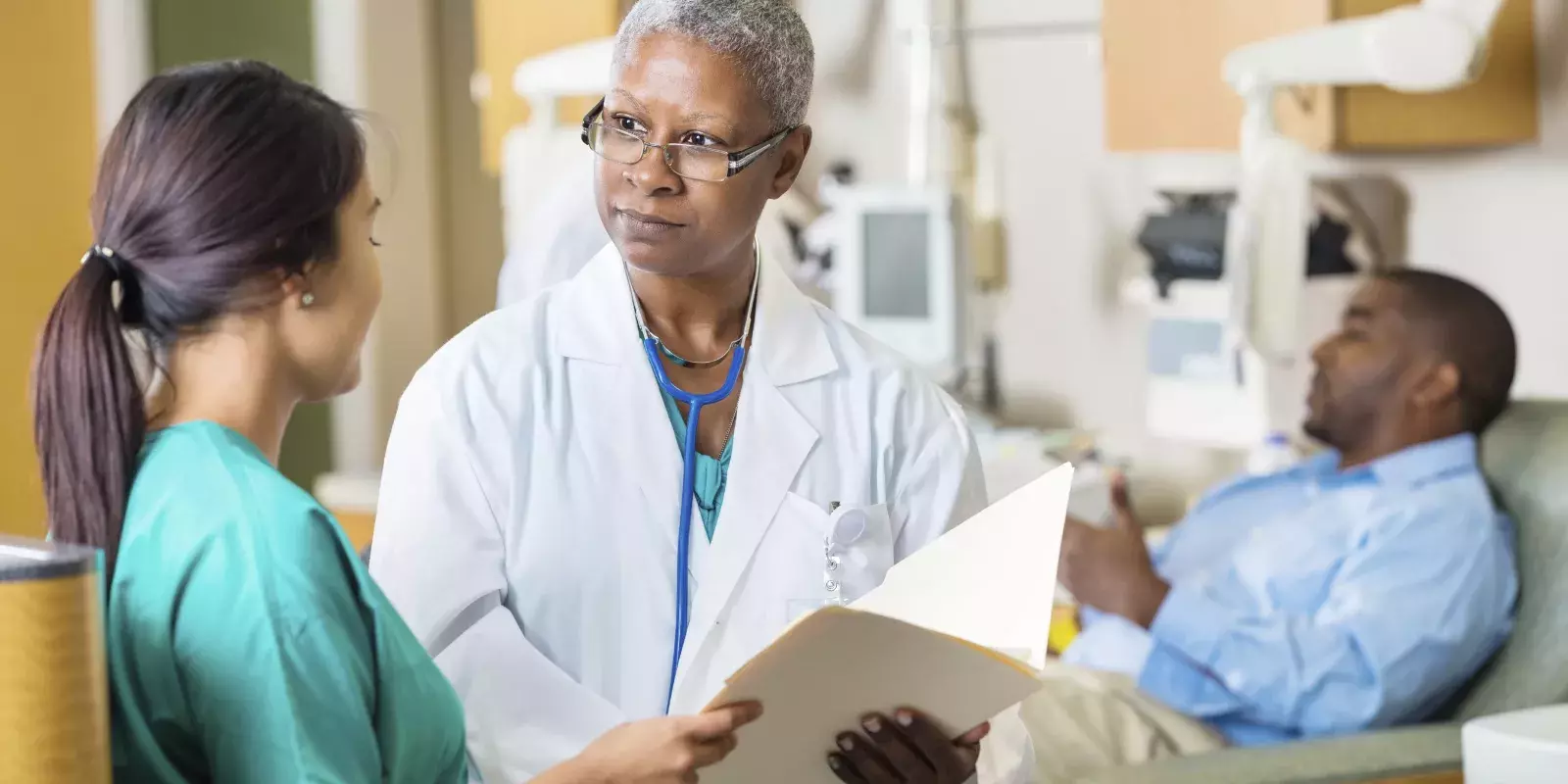 doctor at dialysis clinic