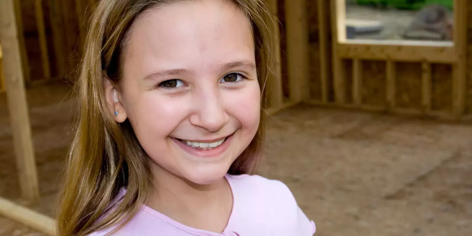 white girl at construction site