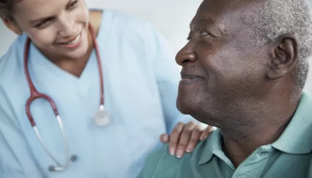 black male patient comforted